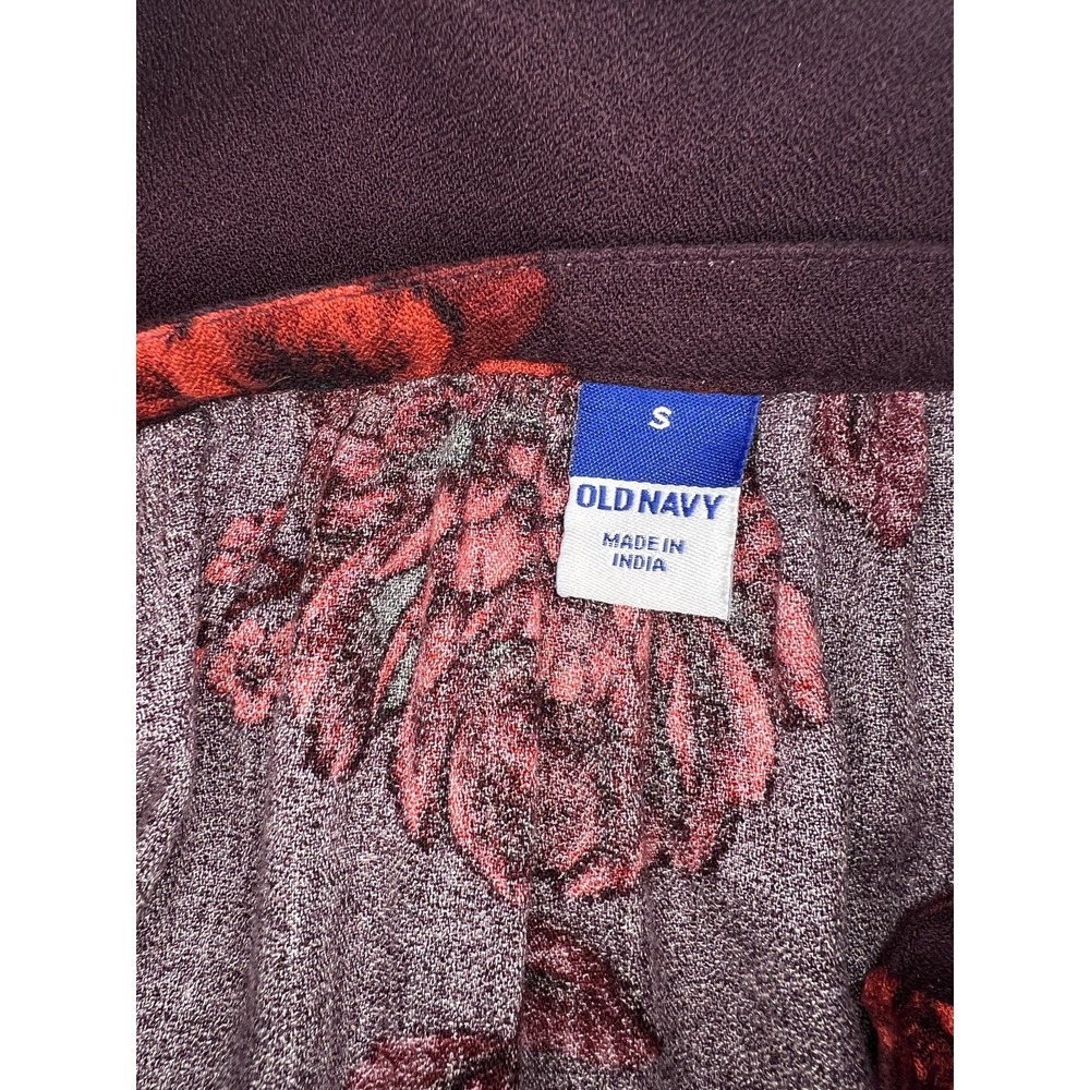 Old Navy Viscose Rose Print Split Neck Long Sleeve Blouse Size S - Picture 6 of 9
